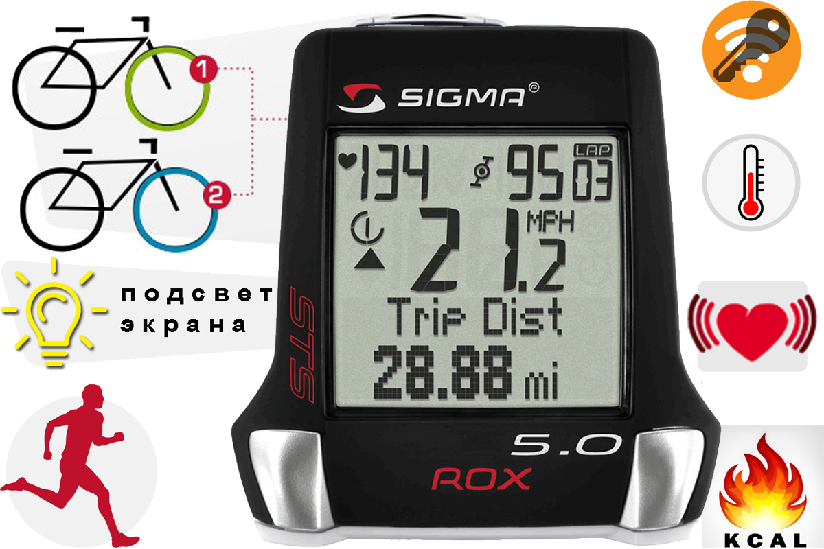 Велокомпьютер Sigma ROX 5 STS CAD HRM Велокомпьютер Sigma ROX 5 STS CAD HRM