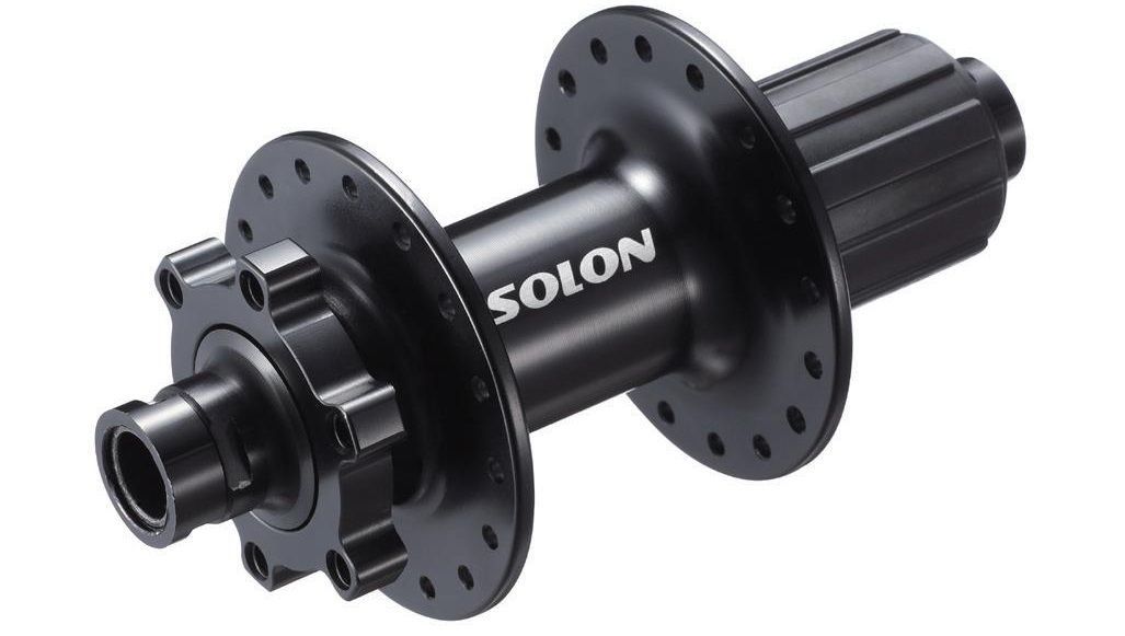Втулка задняя Solon DH909TR 32H DISC M12*142mm,ось12мм, крепление IS6, 2 промподшипника, под кассету 9\10 скоростей, черная