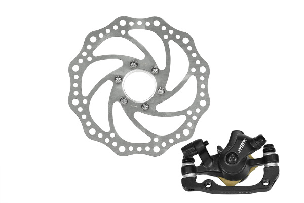 Тормоз дисковый механический задний Apse, ADC-11-R,160mm резьбовой ротор в комплекте,черный