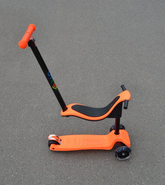 Самокат с ручкой Ateox (Оранжевый), Цвет Оранжевый